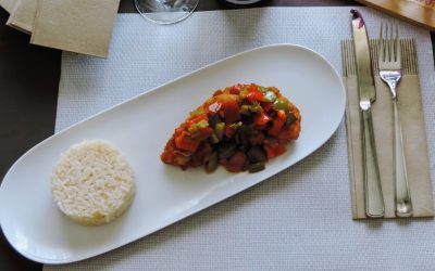Solomillos de pollo con pimientos
