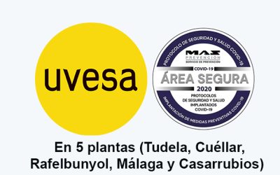 La totalidad de la plantas del Grupo Uvesa cuenta con el distintivo área segura Covid-19