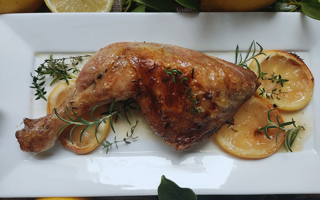 Cuartos traseros de pollo al Horno con Limón y Hierbas